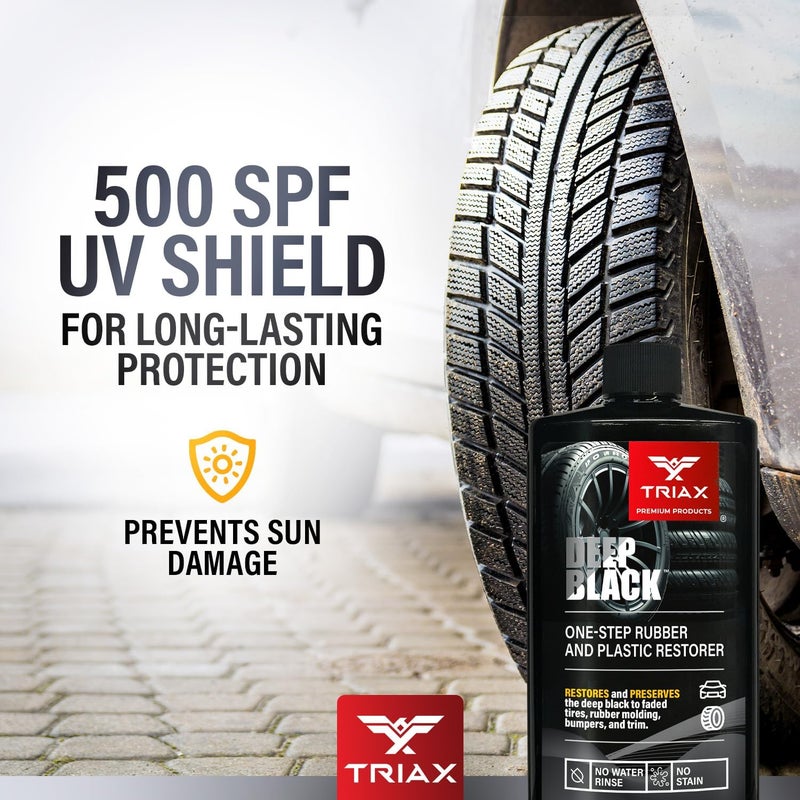TRIAX Deep Black Tire, Trim, and Bumper Restore and Conditioner | One-Step Rubber Protectant with UV Shield | Polymer Based | No Water Rinse (12 Ounce) - Image 2